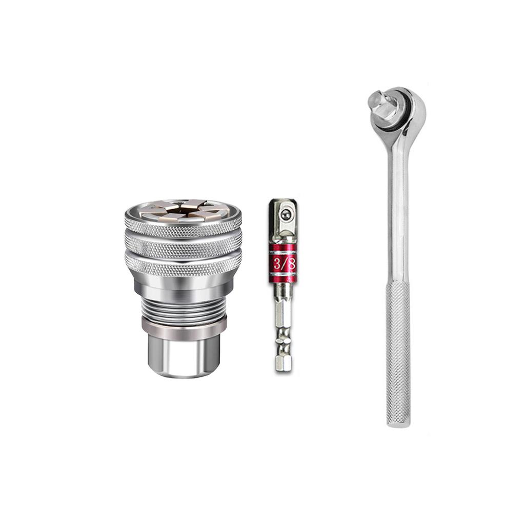 Adjustable Universal Socket Wrench Manual Socket Wrench Sleeve 10mm-19mm Universal Sockets Tools for 3/8" Drive