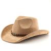 Neuer Vintage Wildleder Hut mit breiter Krempe für Herren Damen Gebogene Krempe Jazzkappe Ethnischer Stil Outdoor Reise Sonnenhut für Lässige Tägliche Kleidung