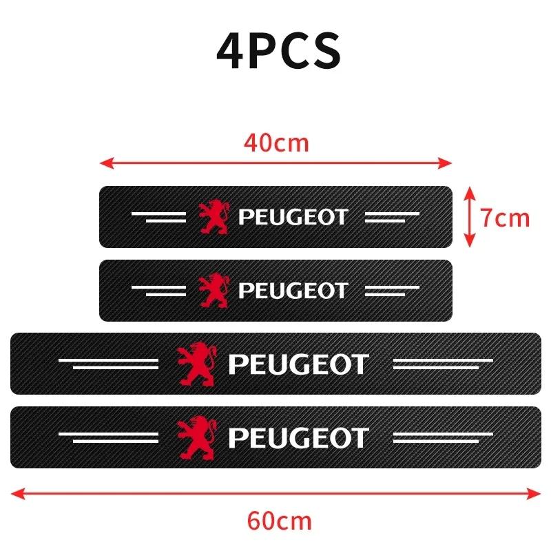 Carbon Fiber Car Logo Threshold Strip Auto Door Sill Pedal Sticker For Peugeot GT 308 408 508 2008 206 207 307 RCZ 208 4008 3008