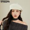 Female Solid Color Beret Casual Artistic Bud Hat Outdoor Autumn and Winter Warm Painter Hat