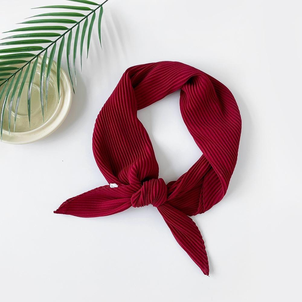 Soft Wrap Solid-color Bandana Hair Band Pleated Silk Scarf Fashion Chiffon Hair Scarf Girls