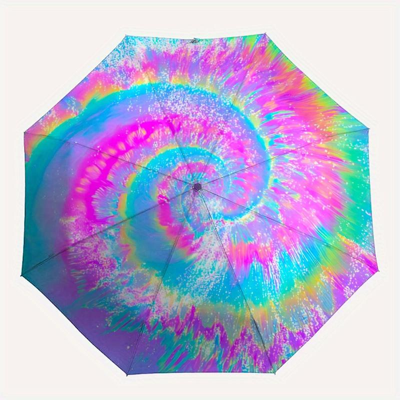 

1pc Tie-Dye PatternAutomatic Open/close, All-Season Portable Folding Umbrella for Friends, Travel, Everyday, Events - Compact Parasol, Outdo