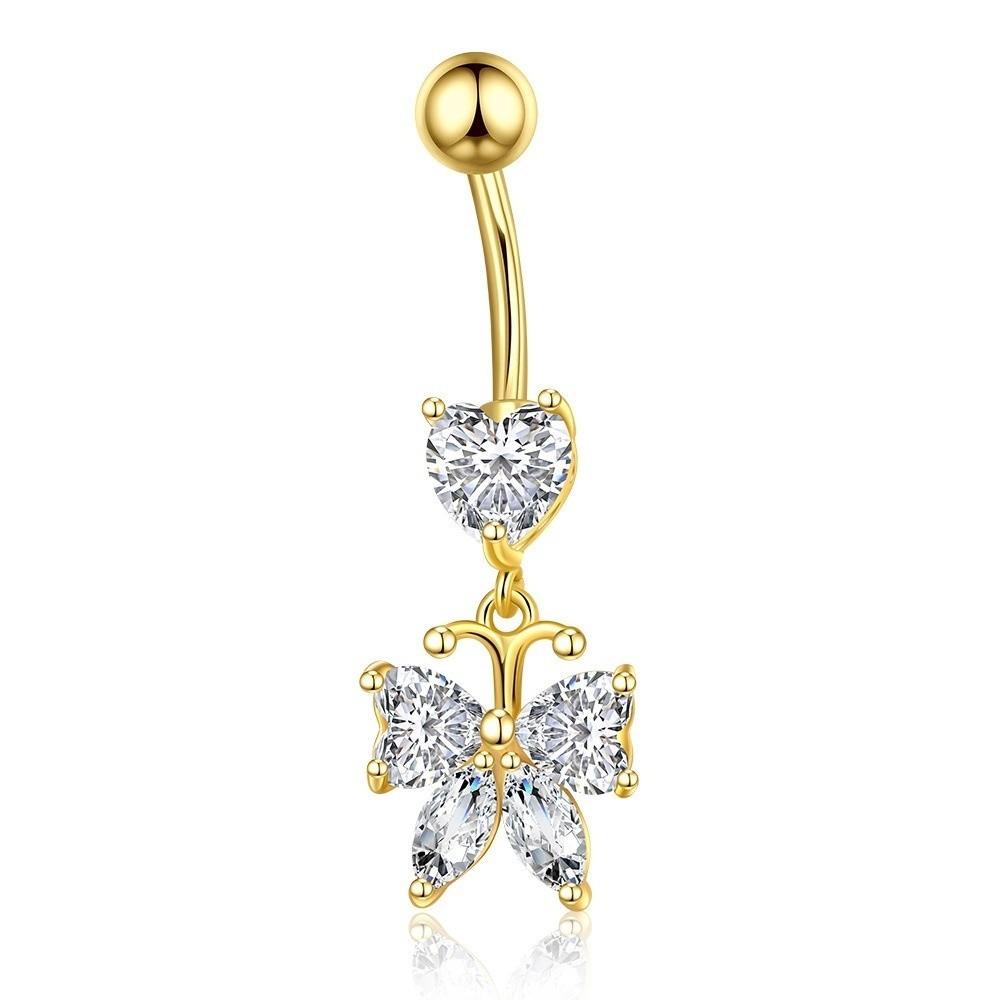 Elegant Navel Piercing Rings Zircon Belly Clicked Piercing Butterfly Belly Button Rings Daily