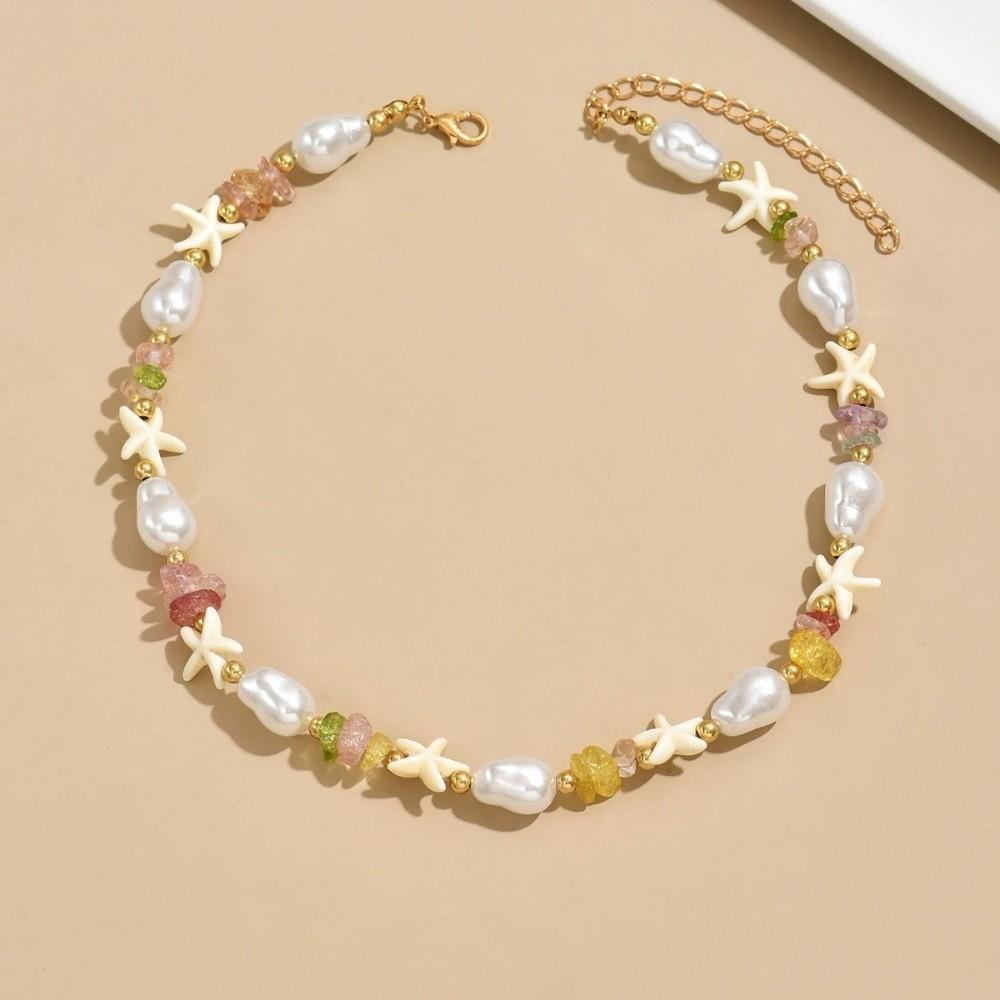 Boho Starfish Shells Necklace Elegant Tassel Clavicle Chain Fashion Charm Choker