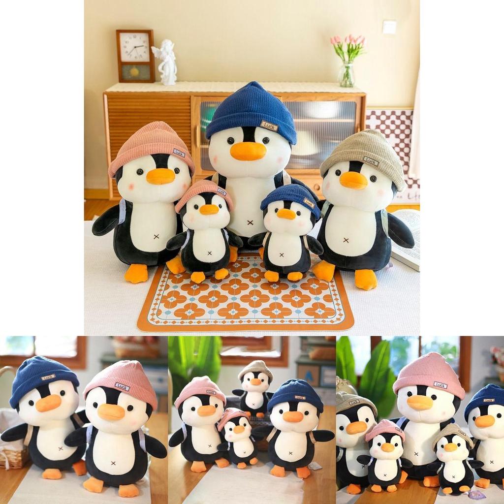 Cuddly Soft 8.7/15/18.9in Pink-blue Hat Penguin Plush Pillow Toy Kids Gift