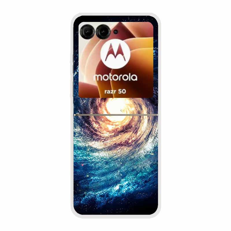 For Moto Razr 50 Case Clear Plastic Hard Painted Space Transparent Phone Covers for Motorola Razr 60 50 Coque Razr 2024 PC Cases