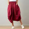 Women's Fashion Summer Solid Color Pocket Skirt Afghan Hippie Ethnic Style Skirt