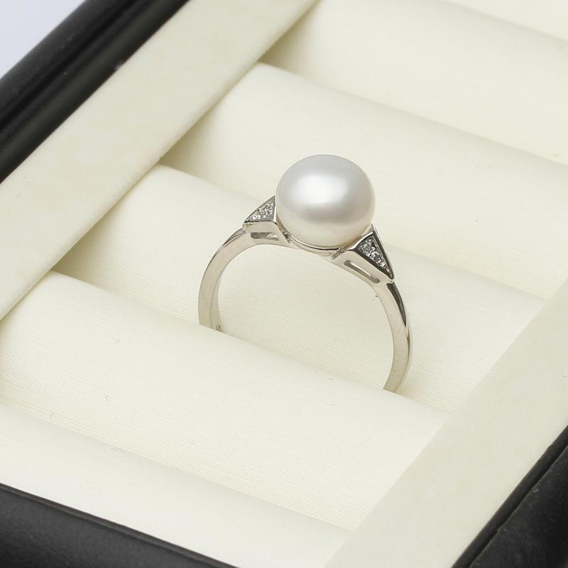 

Real Freshwater Natural Pearl Rings Woman,Wedding 925 Silver Pearl Rings Adjustable Wife Mother Anniversary Gift White Black