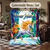 Unicorn Theme Throw Blanket Custom Name Text Personalized Blanket Soft Cozy Blanket for Home Sofa Bed