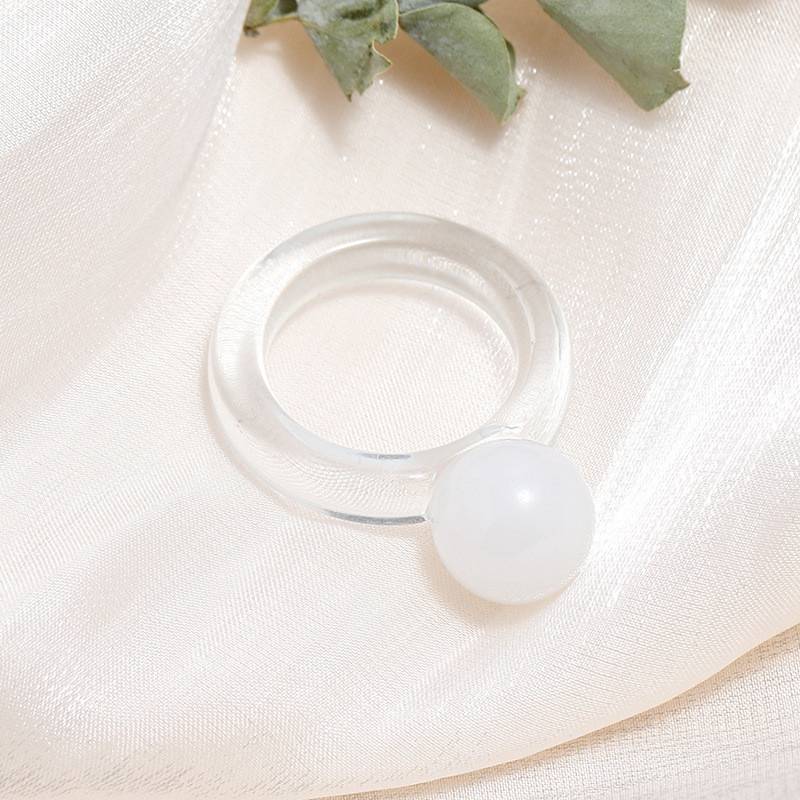 Round Rings Square Crystal Transparent Colorful Simple Geometric Resin Acrylic