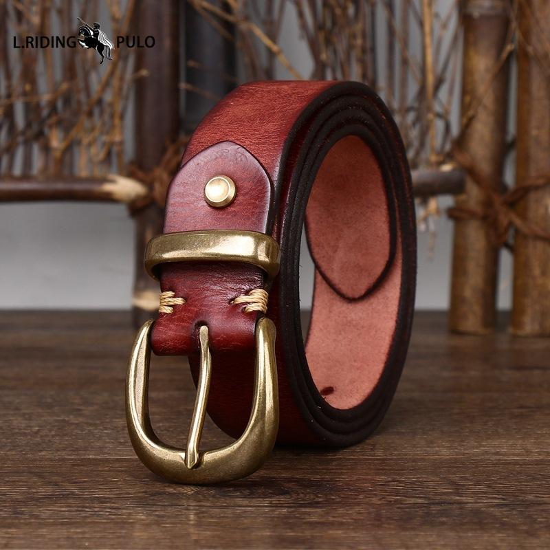 Fashionable Leather Belt Genuine Leather Pin Buckle Retro Old Korean Style Versatile Men and Women's Trouser Belt