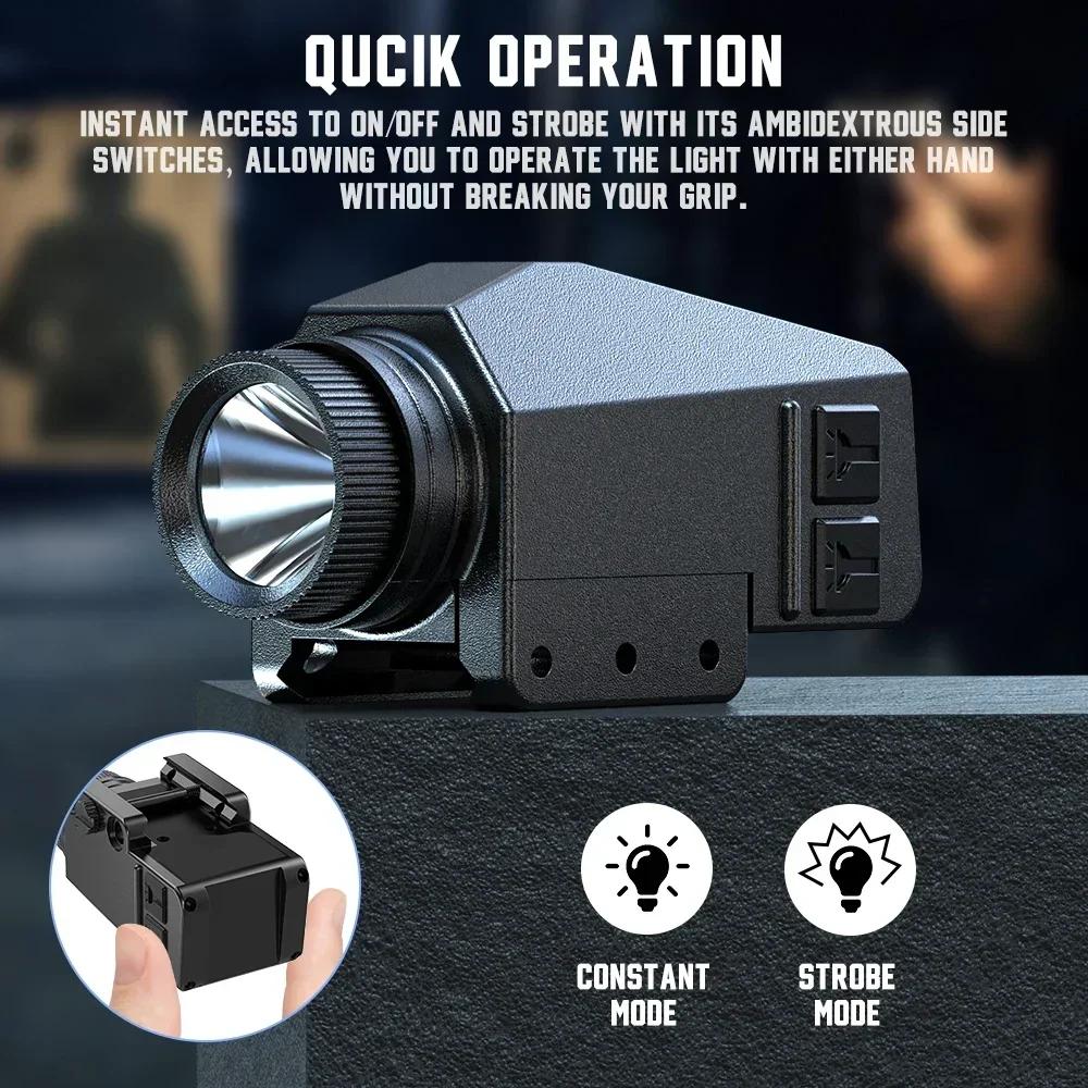 Lanterna LED Tática 1000LM Combo Mira Laser Ponto Vermelho/Verde/Azul/Roxo Luz para Pistola Glock 17 19 / Trilho de 20mm Caça