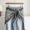 White Floral Small Silk Scarf Triangle Scarf Headscarf Belt Women's Decoration with Skirt Jeans Waist Accessories Fart Curtain