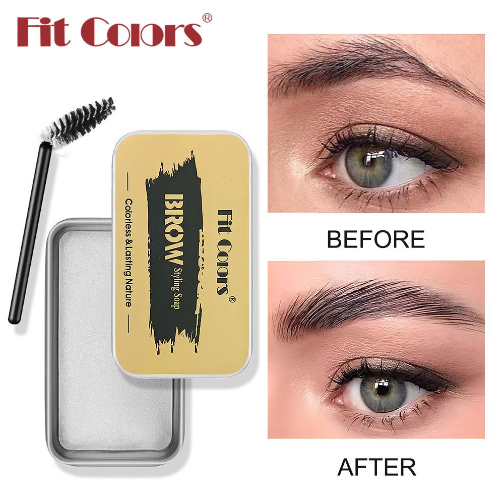 Fit Colors Eyebrow Soap Clear Brow Styling Gel Waterproof Long-Lasting Feathered Wild Brows Shaper with Spoolie Brush Eye Makeup Kit for Women
