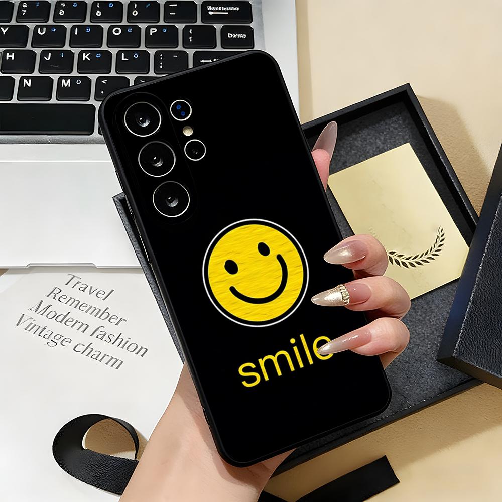 Anime Smile Phone Case For Samsung S26 S25 S24 FE S23 S22 S21 Plus S20 Ultra Note20Ultra Black Soft Shell