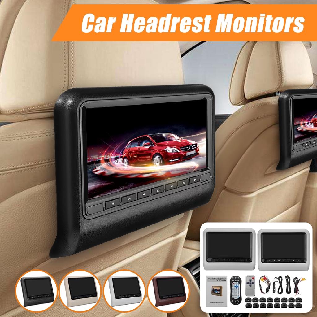 1Set 2pcs 9 Inch Car Headrest Monitor DVD Player +AV Display Remote Controller with Cable Kit Car Pillow LCD Monitor Universa 20*25*5cml