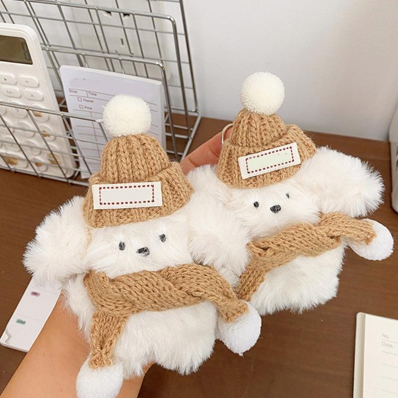 Plush Dog Keychain Cartoon Animal Pendant Keyring Fashionable Key Rings Jewelry Accessories for Backpacks and Phones