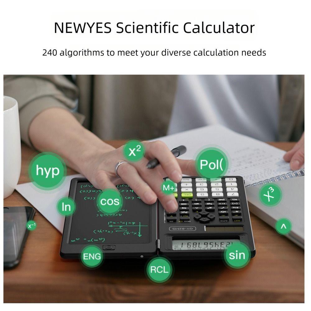 2-In-1 Foldable Writing Tablet Math Calculator 82MS 240 Function Accounting Calculator Office