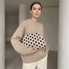 Portable Retro Cosmetic Pouch Color-Blocking Large Capacity Clutch Bag Polka Dot Makeup Bag  Travel
