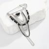 Exaggerated Personality Heart Multiple Chain Tassel Brooches for Women Fashion Imitation  Pearl Brooch Suit Pants Bag Decoration