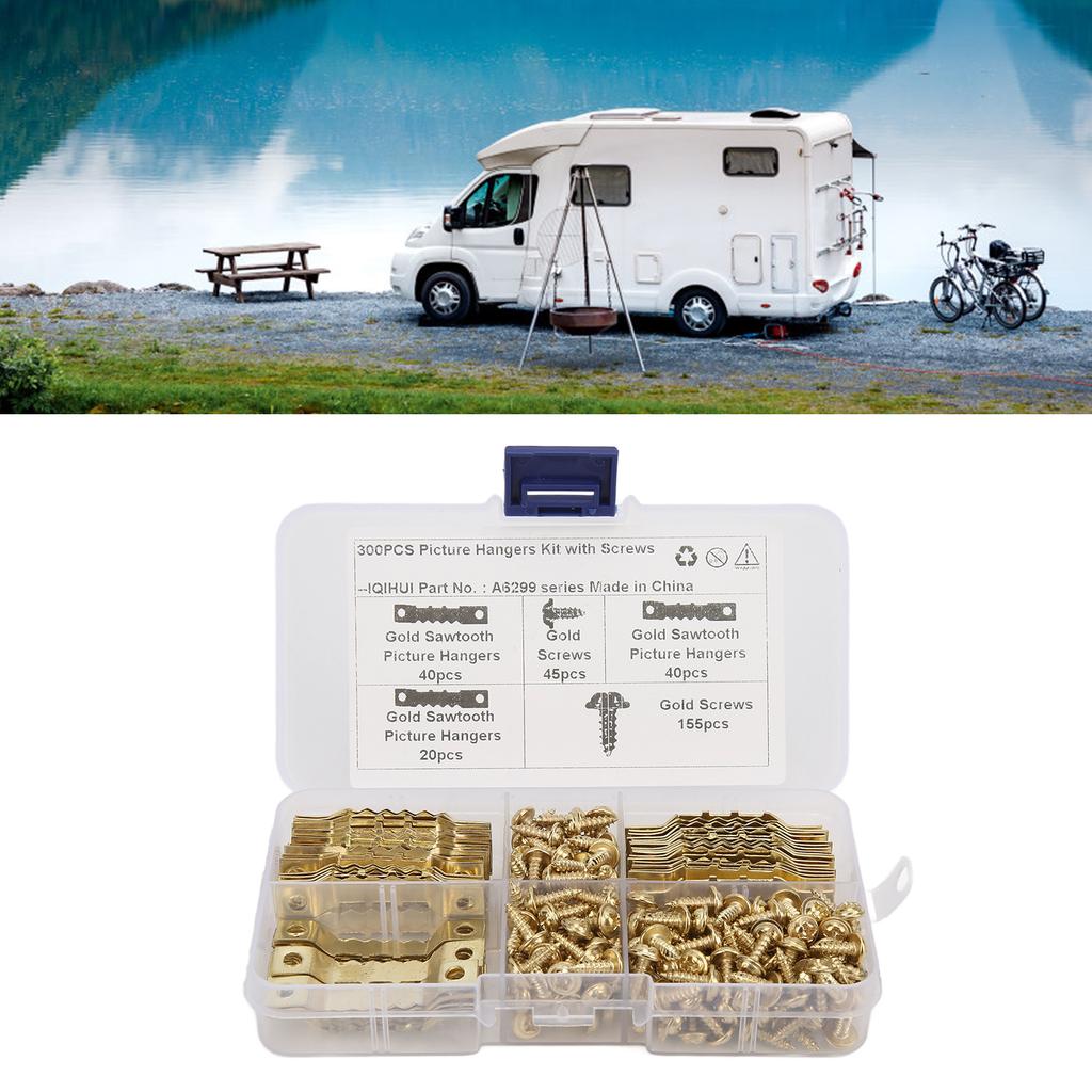 100Pcs   Picture Hangers Rust Resistant Stable   Seamless Sawtooh Frame Hanging Hooks with 200Pcs Screws