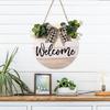 Welcome Sign Home Decorations Wreath Spring Bowknot Eucalyptu Wreath