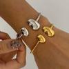 Stainless Steel Gold Color Water Droplet Open Bracelet For Women Classic Metal Smooth Geometric Cuff Bangle Waterproof Jewelry