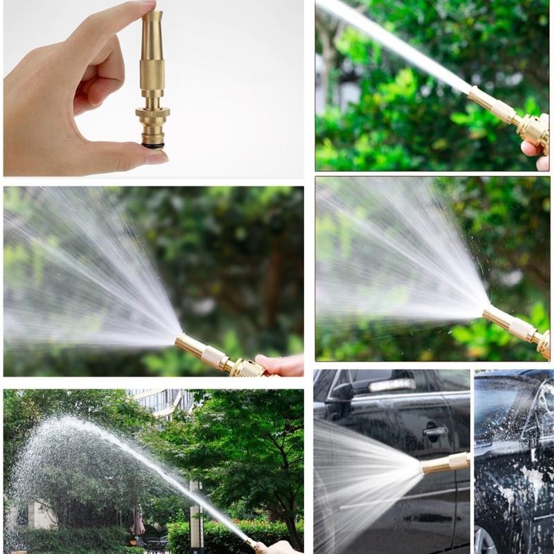 Spray Hose Nozzle Replacement Adjustable Brass Nozzle for Car Washing Gardening High Pressure Nozzles Heavy Duty