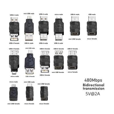 Adaptér USB 2.0 / Konektor konvertoru samec Adaptér střídače USB pro počítače Tablet PC Mobilní telefony