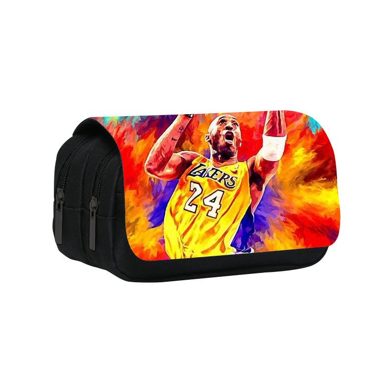 Kobe Bryant Double Layer Pencil Case With Nylon Material For Students And Nba Fans