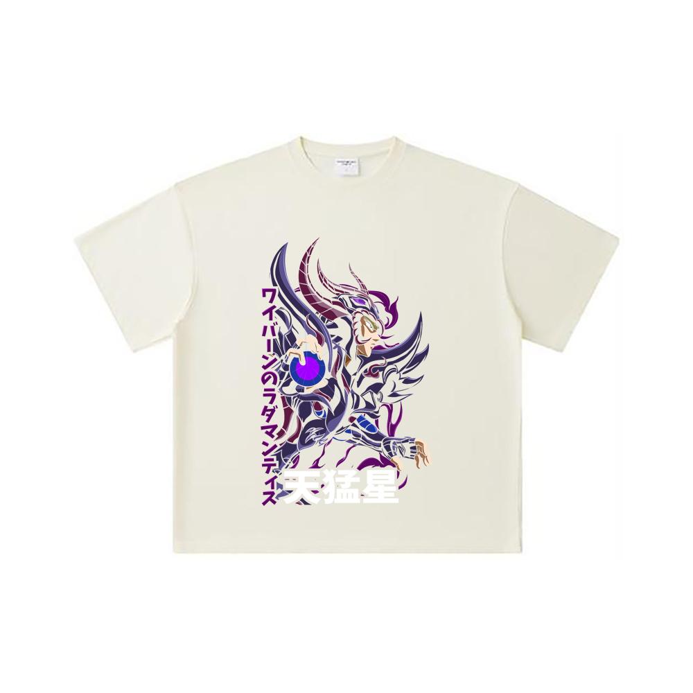 260 GSM Double Yarn 32 Count 100% Cotton Saint Seiya V18 Rhadamanthys Print Unisex Heavy Cotton T Shirt