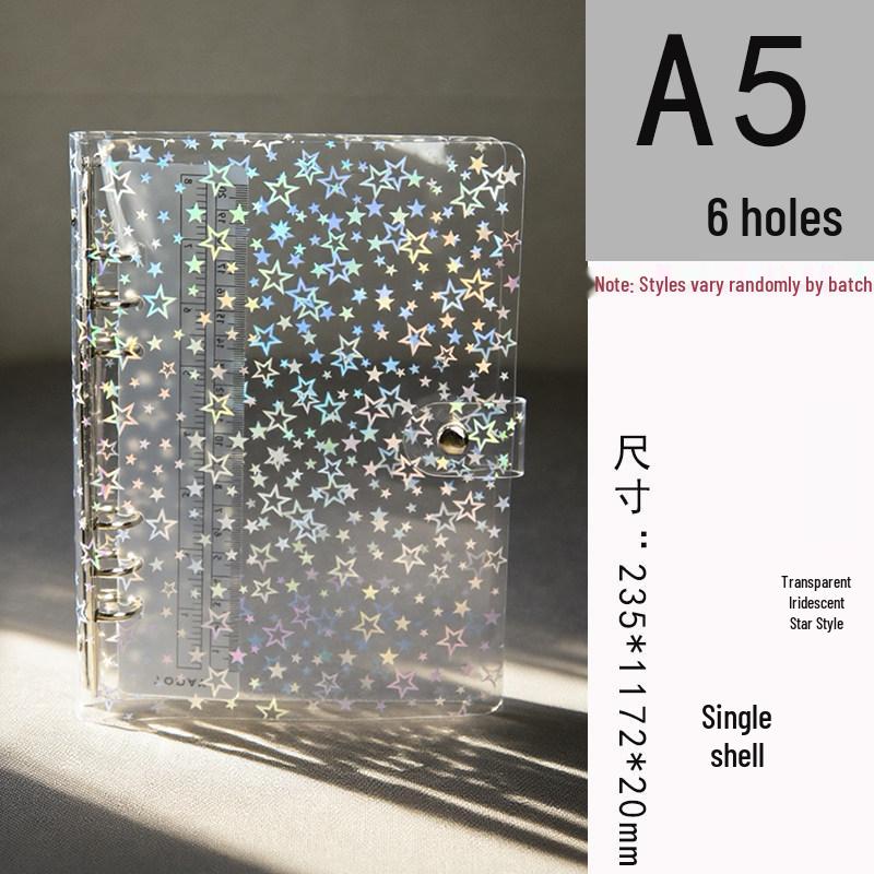 Iridescent Star Diary: PVC Loose-Leaf Notebook with Colorful Inner Pages