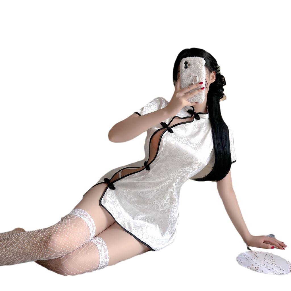 Sexy antique cheongsam sexy uniform temptation pure desire uniform set free pure desire split hollow temperament