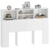 Tăblie de pat independentă cu depozitare, Accesoriu pentru pat 4 compartimente deschise, 140 x 19 x 103,5 cm, Alb