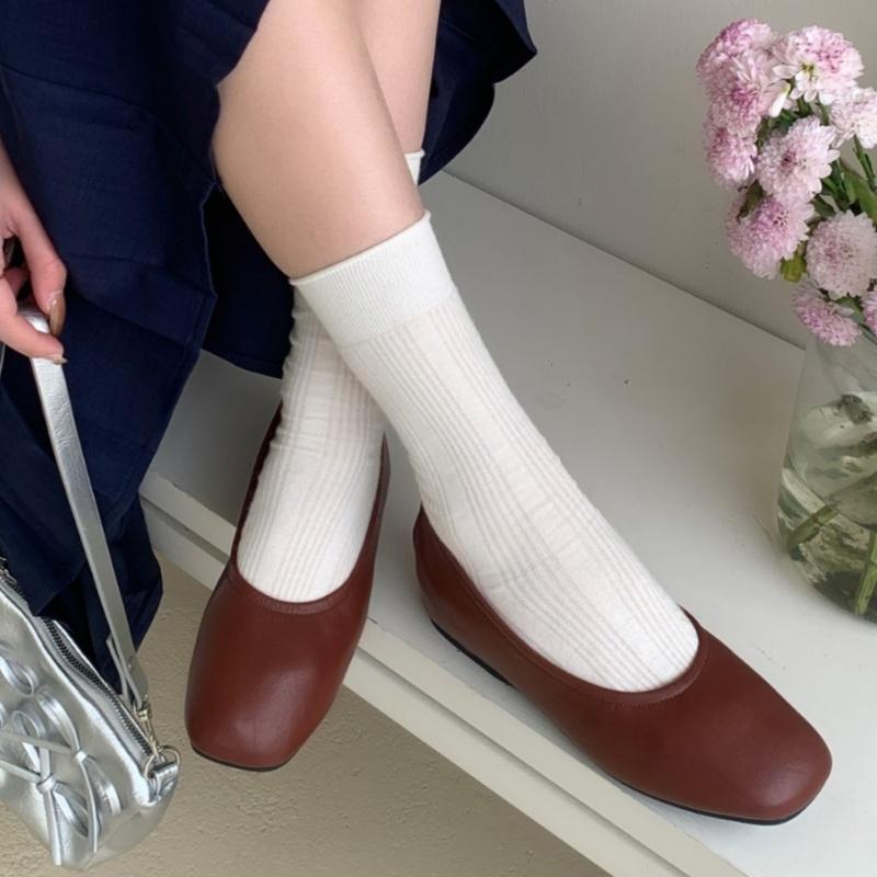 Fashion Round Toe Work Women's Flat Shoes 2025 Spring And Autumn Fashion Comfortable Casual Women Shoes Soft Soled Leather Women Shoes