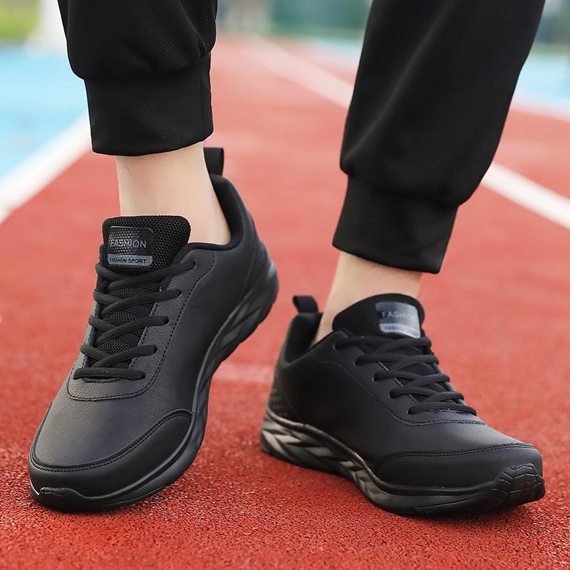 Fashion Men Running Shoes Waterproof Leather Sneakers Outdoor Sport Shoes Men Lightweight Walking PU Leather Casual Sports Shoes