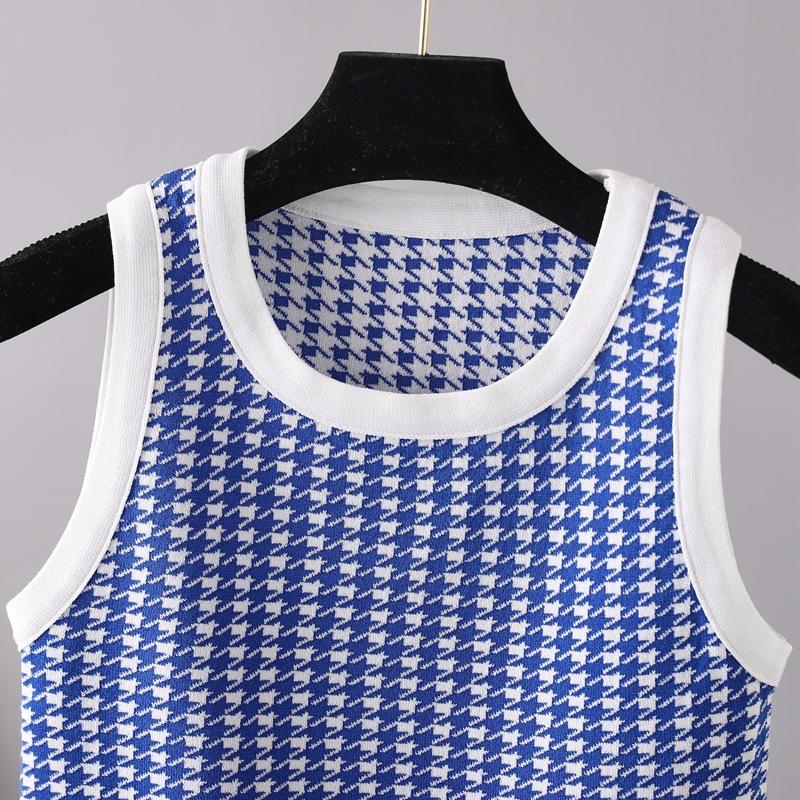 Grundlegende Sommer Ärmelloses Gestricktes Frauen Tank Top Mode Qualität Sexy Ladys Kurze Crop Top