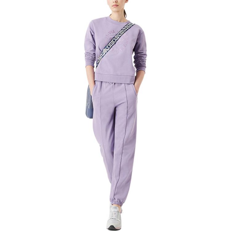 Emporio Armani FW22 Bluza z haftowanym logo z literami, gładka, z okrągłym dekoltem, z długim rękawem, damska, fioletowa, 6L2M7D-2J49Z-0831