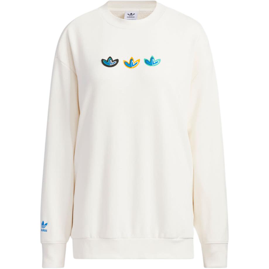

Adidas Originals Trefoil Heart Logo Толстовка с круглым вырезом Женские топы Белый IK8662 L