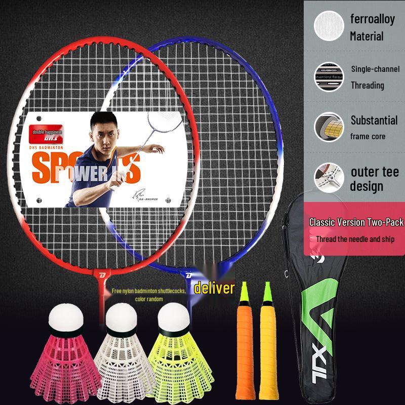 Double Happiness Ultra-Light Badminton Rackets Set - 2 Durable Rackets
