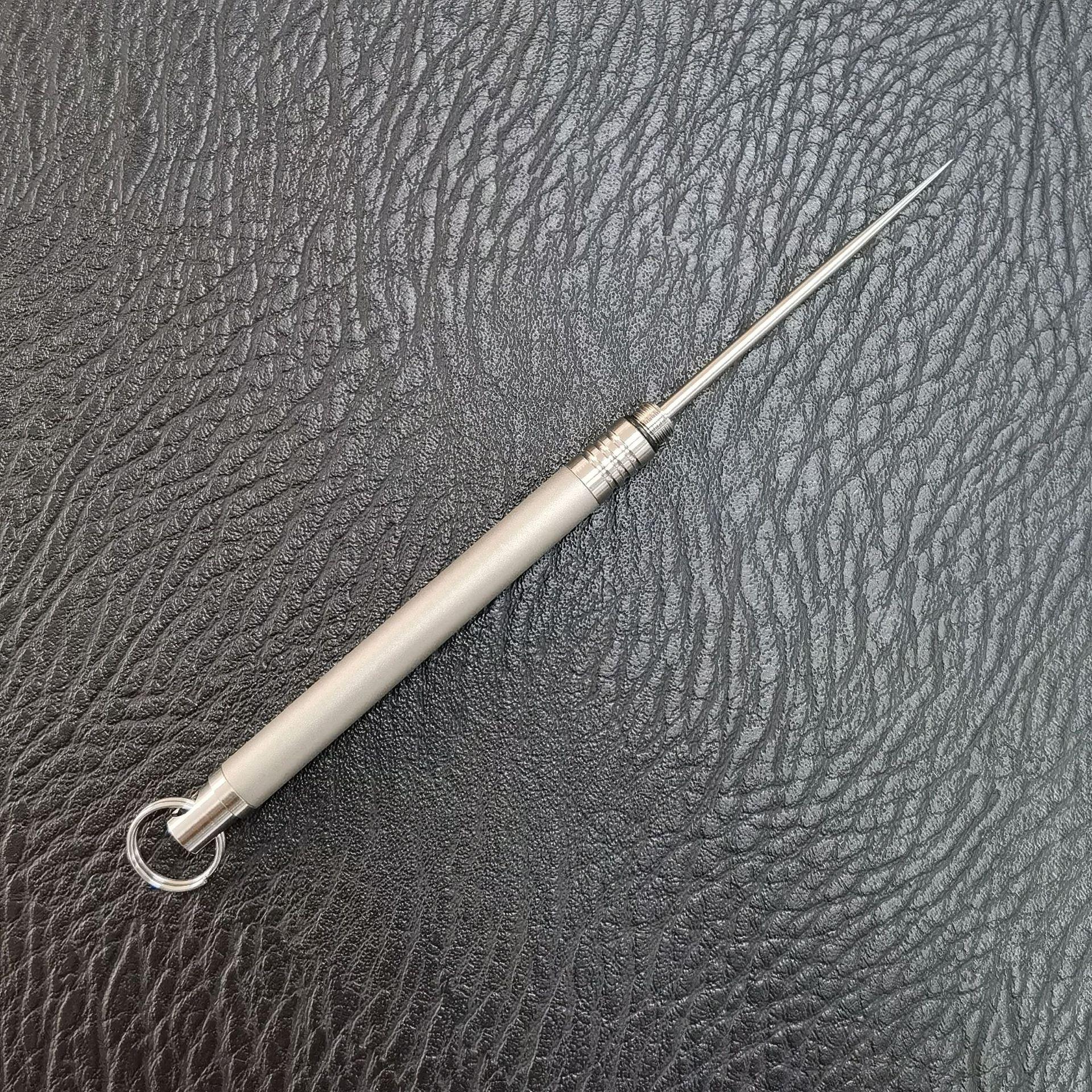 Portable Titanium Alloy Toothpick Set with Integrated Push-Pull Holder & Spring-Loaded Fruit Picks