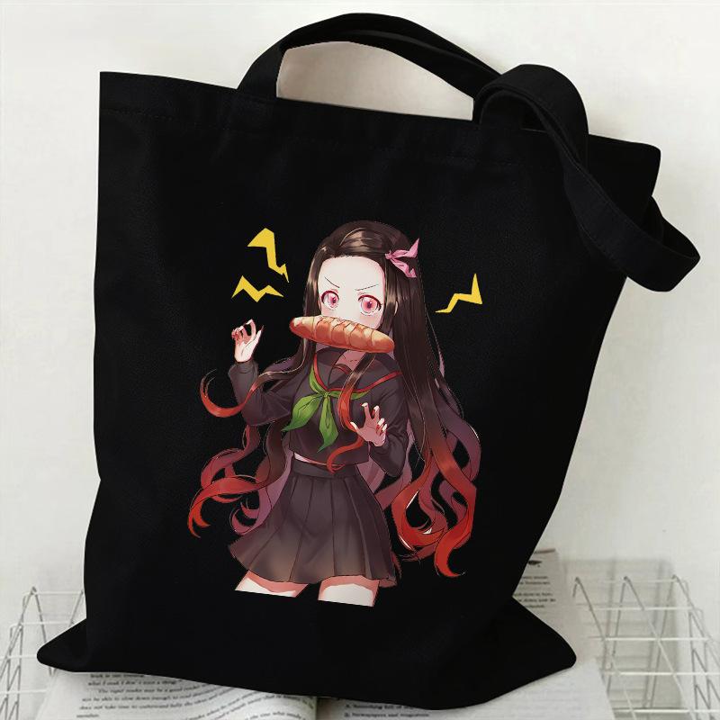 Japan cartoon comics Nezuko Kamado Demon Slayer Print Canvas Bag Stylish Women's Handbag Large Capacity Casual Shoulder Bag 7561 KTB
