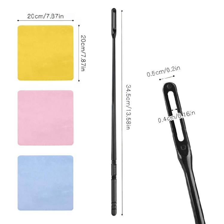 Long 34.5cm Flute Cleaning Tool with Multipurpose Microfiber Pads Suitable for Professional Instrument Maintenance