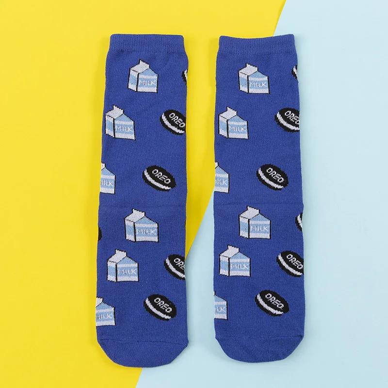 Women Socks Funny Cute Cartoon Fruits Banana Avocado Lemon Egg Cookie Donuts Food Happy Japanese Harajuku skateboard Socks