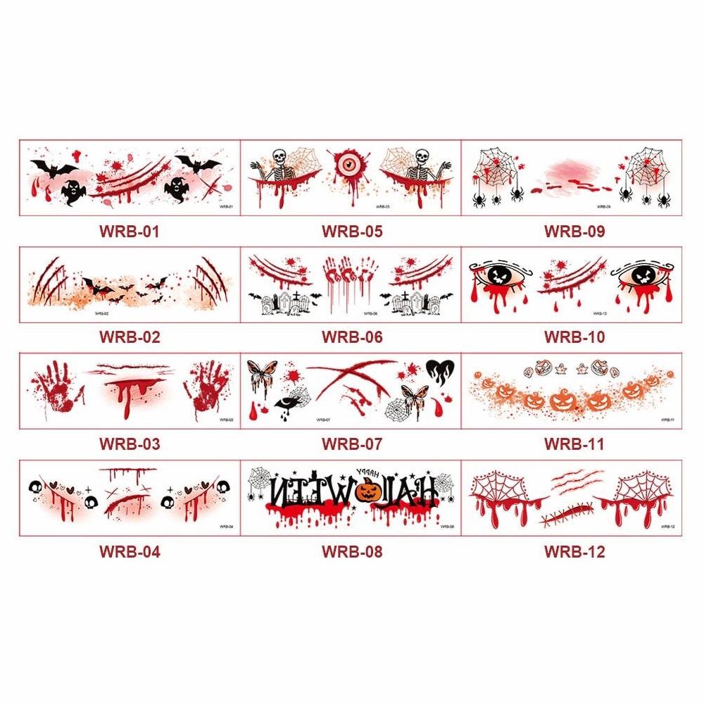 12Pcs Pumpkin Halloween Face Tattoo Sticker Body Art Scar Stickers Kids Adult Eye Make Up