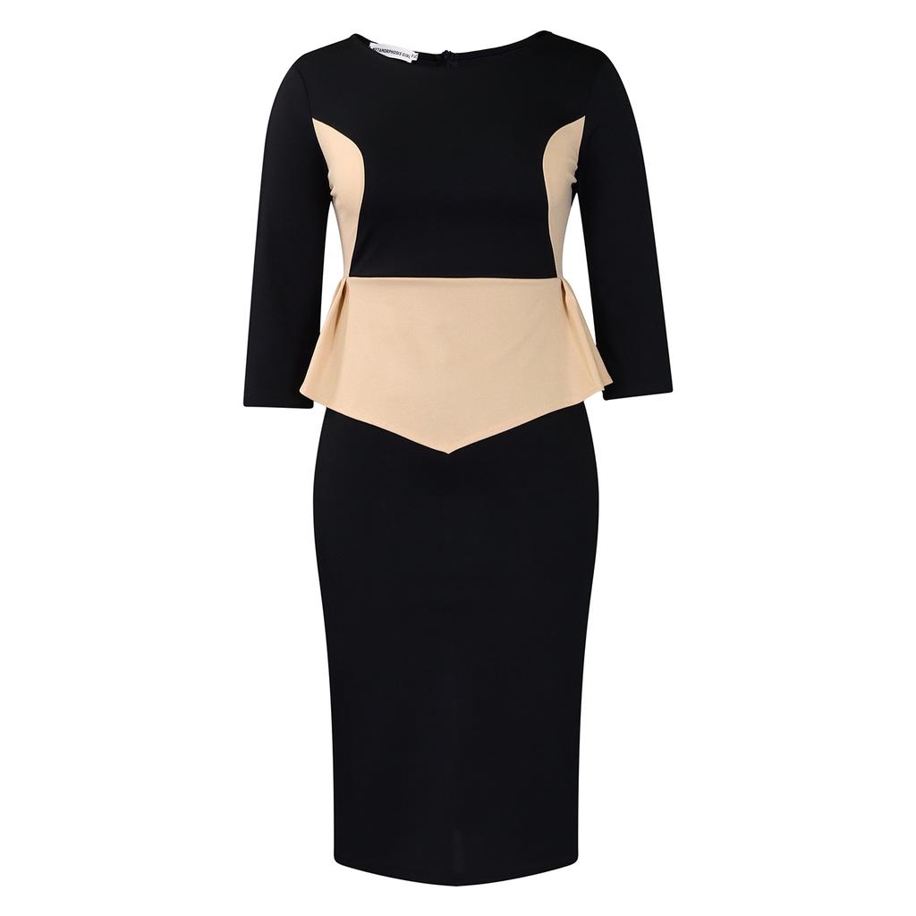 Women's Autumn New Fashion Temperament Elegant Color Package Buttock Dress