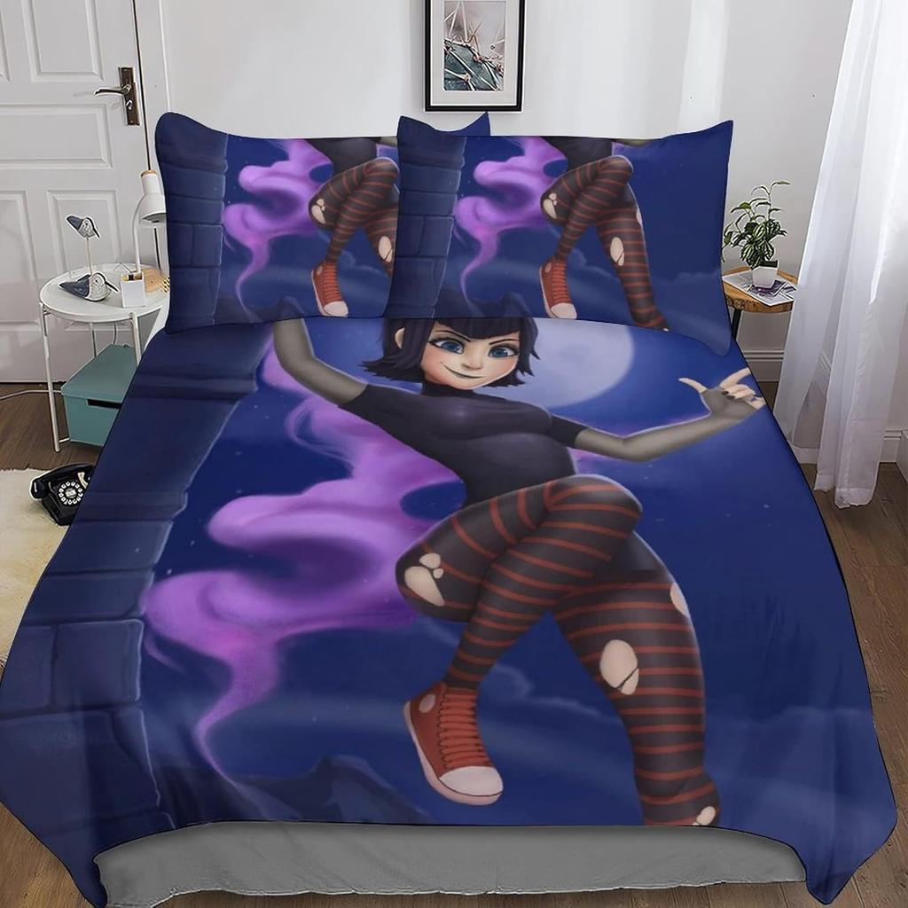 Copriletti Set Biancheria da Letto Hotel Transylvania, Ragazza Cartone Animato Mavis Copriletto Moderno Stampato Set 2/3 Pezzi 1 Copriletto, Regali di Compleanno