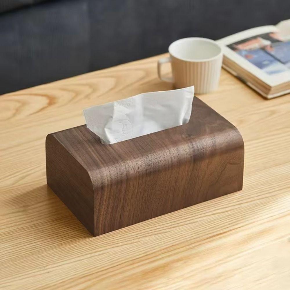 Nordic Style Tissue Case Simple Tissue Organizer Desktop Ornament Solid Wood Tissue Box  Bathroom