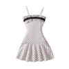 Vestidos de moda para niñas, vestido de verano para niñas con estampado de lunares, estilo princesita adorable, con tirantes finos y corte ajustado.