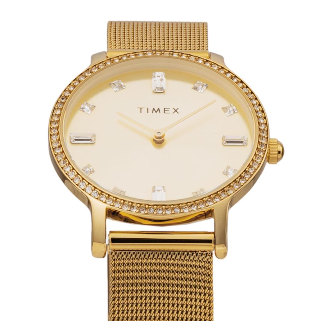 TIMEX Watch Transcend Gold Dial Brass Mineral Glass Quartz 34MM American Watch Brand TW2W19300 Unisex Gold [TIMEX] [Item]